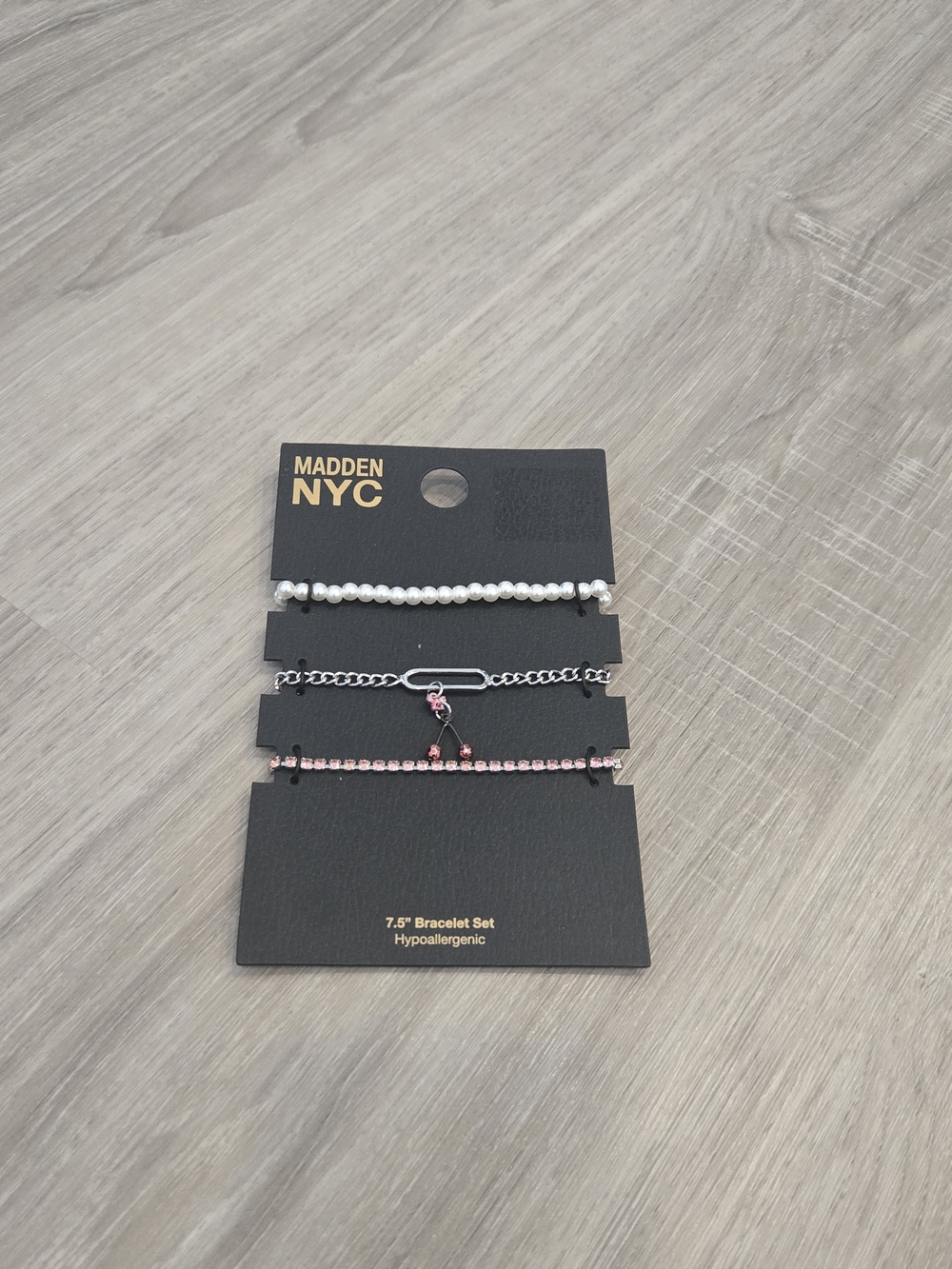 ✨ Madden NYC Cherry Pearl Rhinestone Bracelet 7.5inch Trio Set ✨